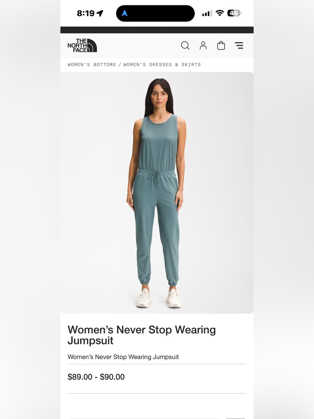 North Face M Never Stop Wearing Jumpsuit Agave Green Sleeveless Jogger
